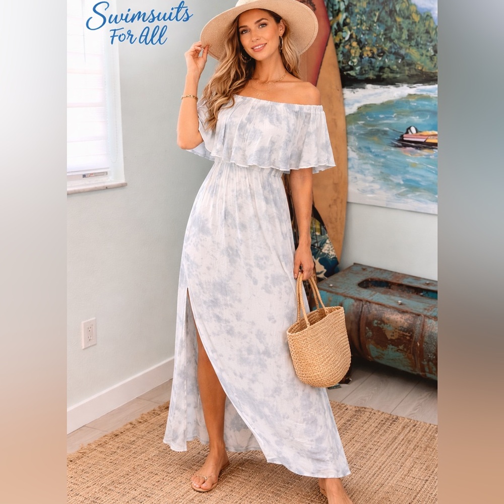 NWT Swimsuits for All,Soft Tie-Dye Dress, Elastic Waist & Upper,Sexy Split,10/12